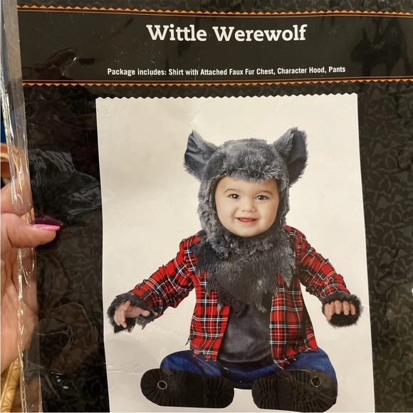 WOLF COSTUME baby 12-18 Months GRAY Animal FURRY Halloween FUR HEAD, SHIRT PANTS - Picture 9 of 11
